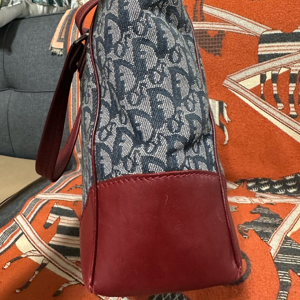 CHRISTIAN DIOR ❤️🌟BLUE & BURGUNDY TROTTER TOTE BAG ⭐️ - Picture 7 of 12